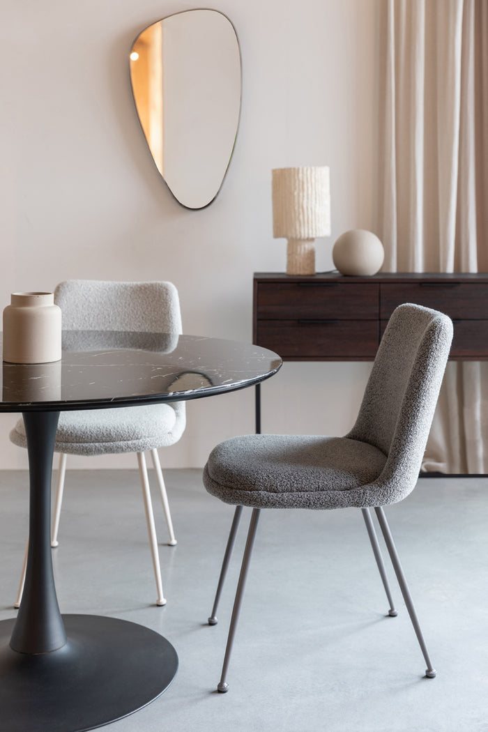 Giga Meubel - Eetkamerstoel Stof|Textiel - Grijs - Set van 2