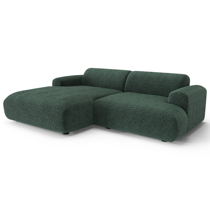 4-zits hoekbank links in fluweel met smaragdgroen patroon 266cm