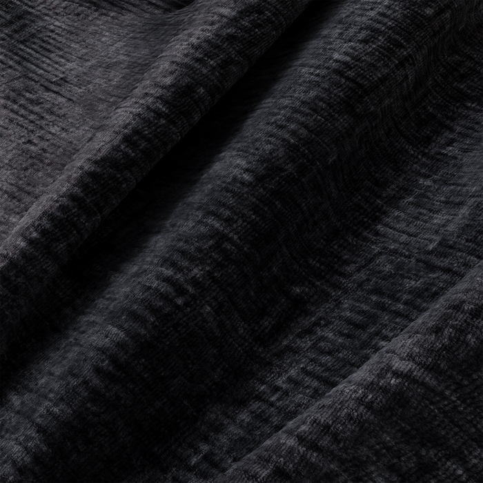 Rechterhoekbank, 4-zits, zwart fluweel met patroon, 266 cm