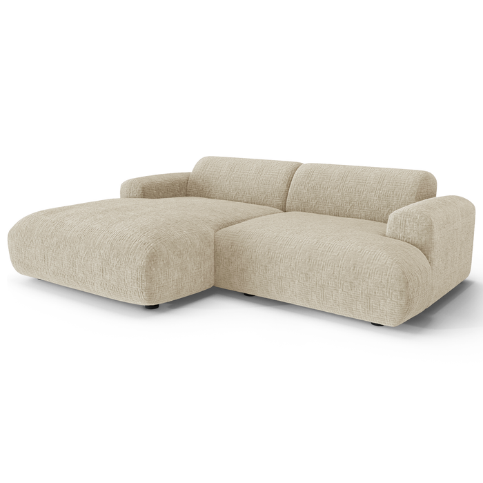 4-zits hoekbank links in fluweel met crèmepatroon 266cm