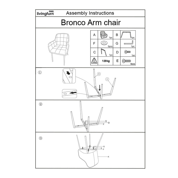 Livingfurn - Eetkamerstoel Beige - Zithoogte 51cm - Bronco - Set van 2