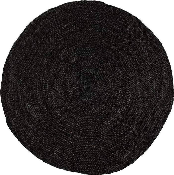 Mrcarpet Rond jute vloerkleed Zwart|Antraciet 200cm