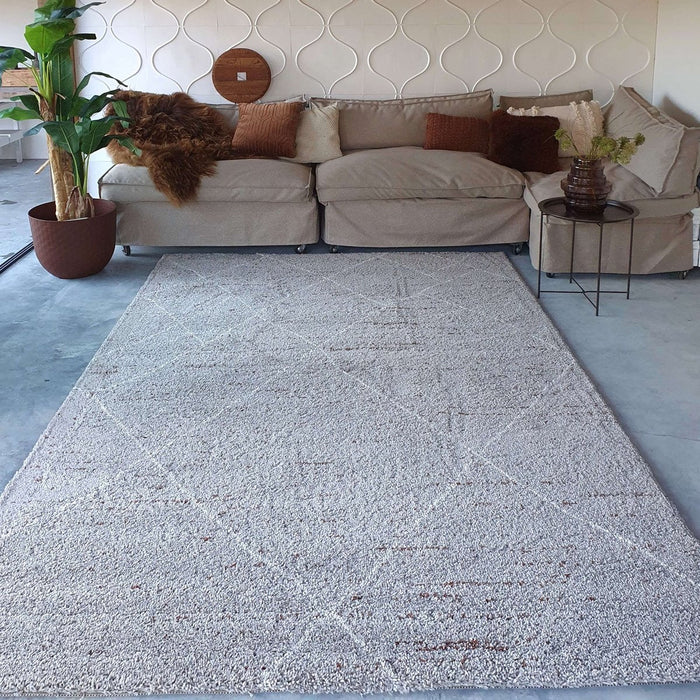 Mrcarpet Berber Vloerkleed Lines Grijs|Creme 160x230cm