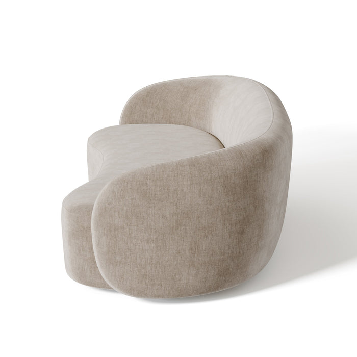 3-zitsbank in zacht aanvoelende geweven stof taupe 210cm