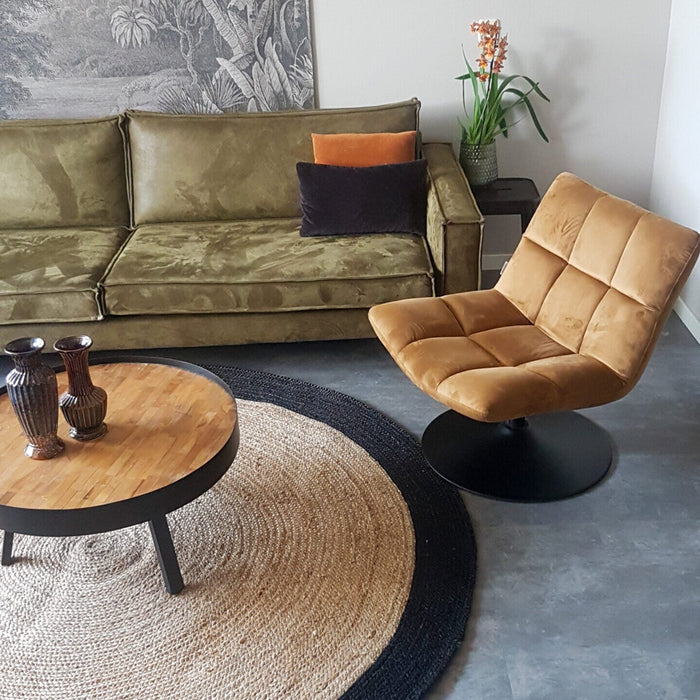 Mrcarpet Rond jute vloerkleed Naturel|antraciet 160cm