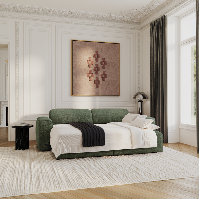 4-zits slaapbank in smaragdgroen reliëffluweel