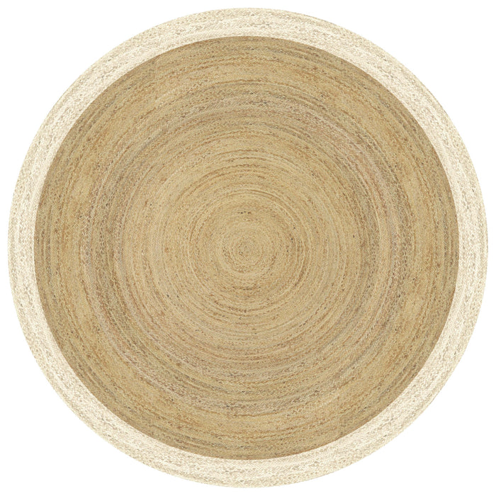 Mrcarpet Rond jute vloerkleed naturel|wit met rand 200cm (meest gekozen)