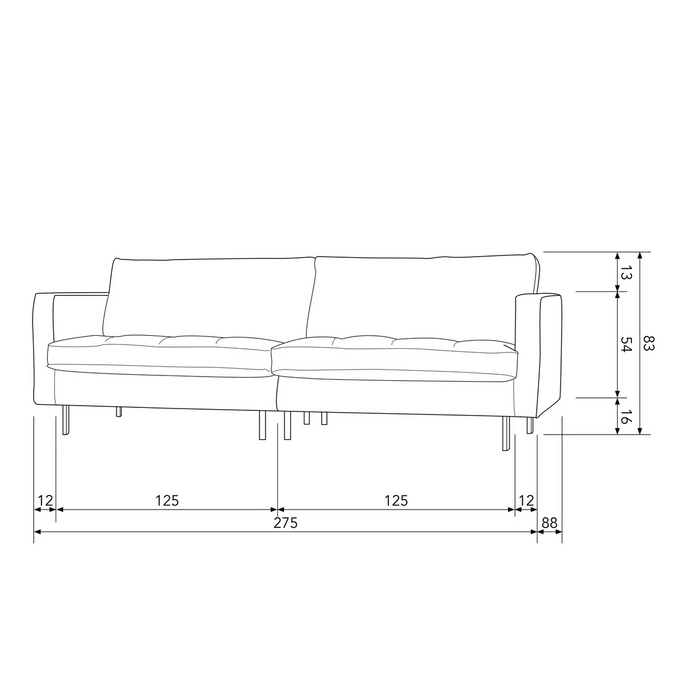 WOOOD Rodeo Classic 3-zitsbank - Velvet - Roest