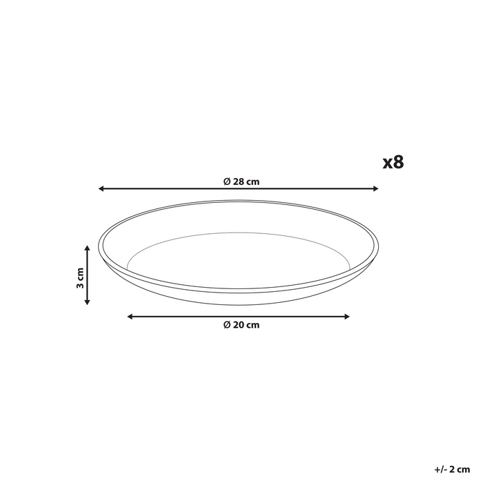 Beliani - SESAME - Dinerborden set van 8 - Lichtgrijs - Steengoed
