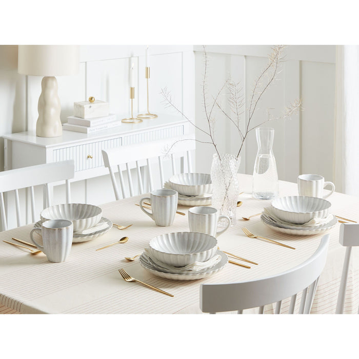 Beliani - NETTLE - Diepe borden set van 8 - Wit - Steengoed