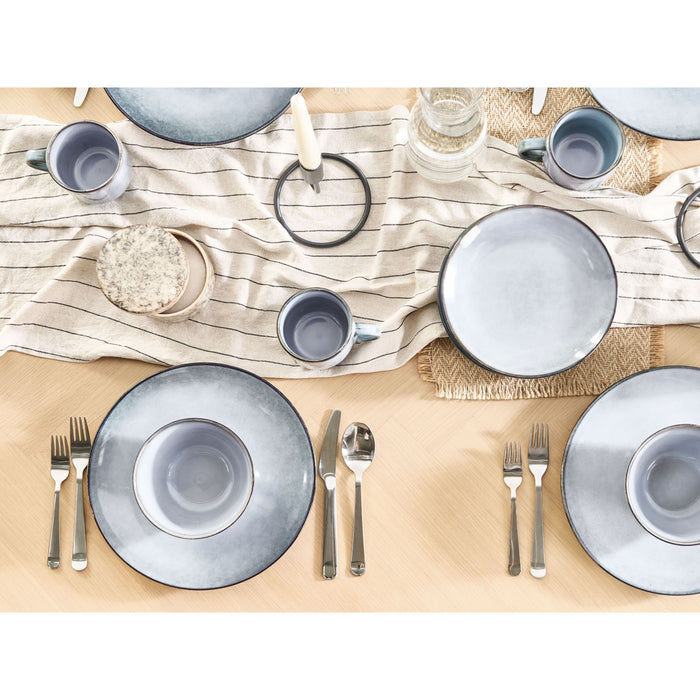 Beliani - JUNIPER - Dinerborden set van 8 - Lichtblauw - Steengoed