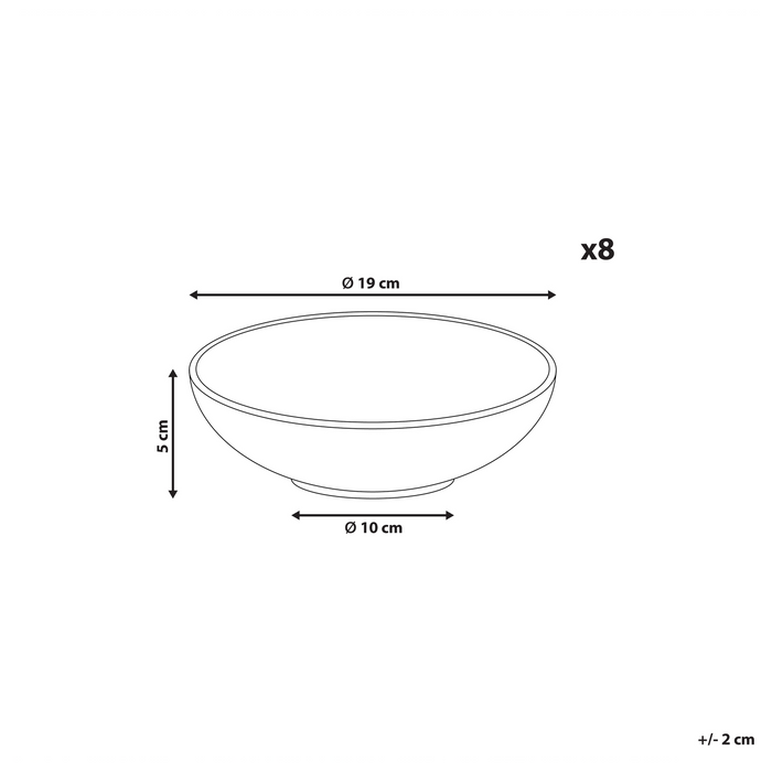 Beliani - THYME - Diepe borden set van 8 - Donkergroen - Steengoed