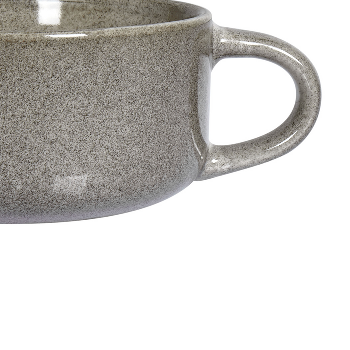 Beliani - COSTMARY - Kop en schotel set van 8 - Grijs - Steengoed