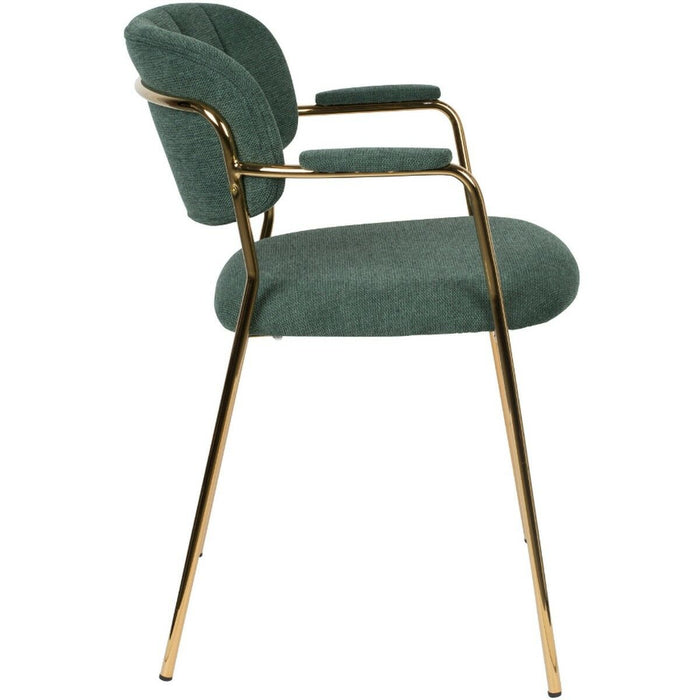 Puur - Viken armstoel stof donkergroen - goud onderstel