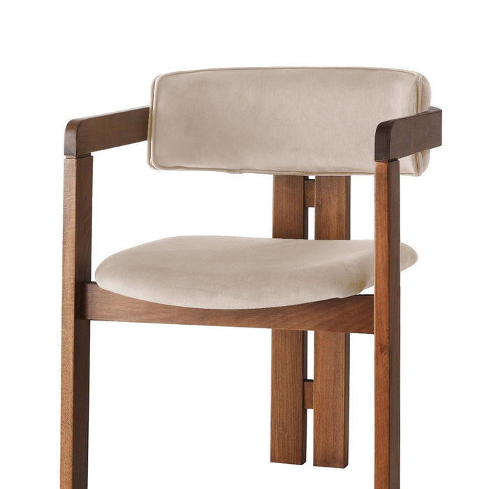 Giga Meubel - Eetkamerstoel Walnoot - Beige|Velvet - Cozy
