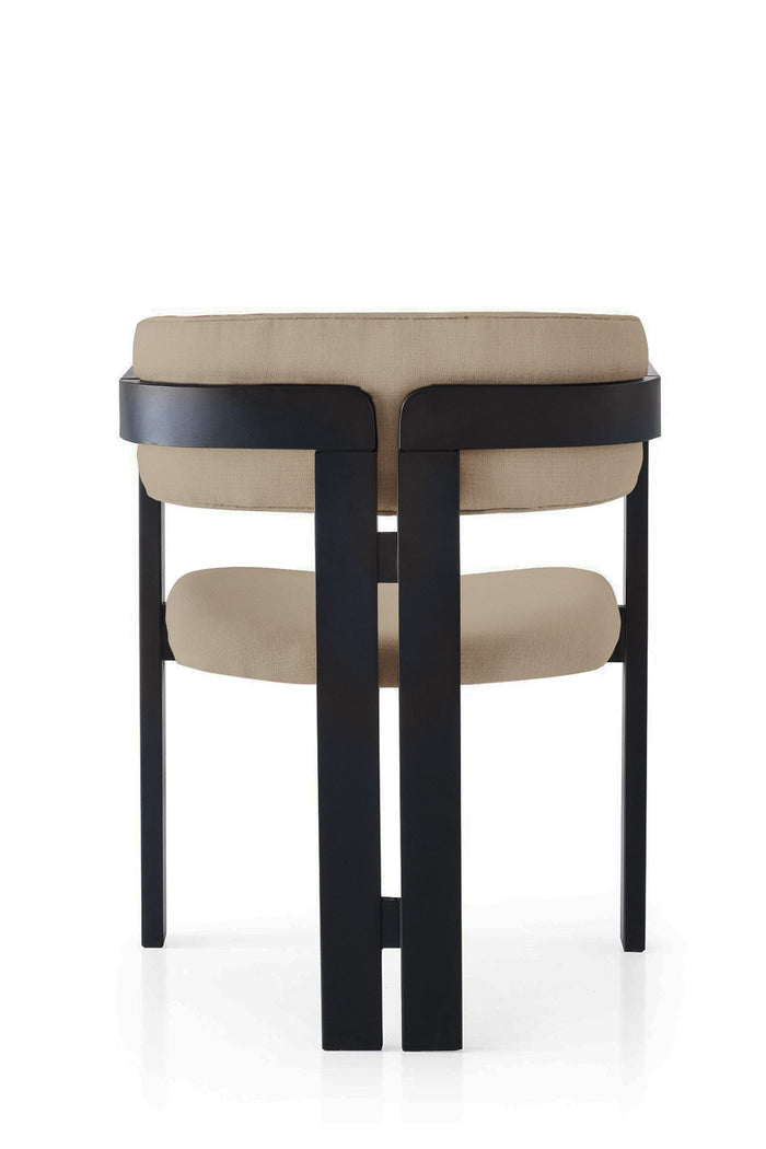 Giga Meubel - Eetkamerstoel Zwart - Taupe|Linnen - Cozy