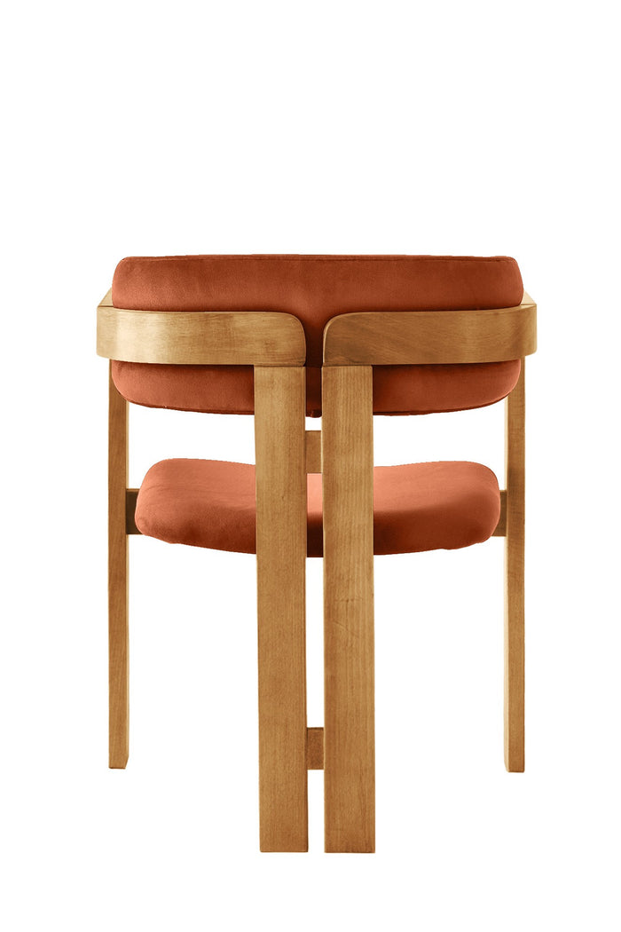 Giga Meubel - Eetkamerstoel Naturel - Oranje|Velvet - Cozy