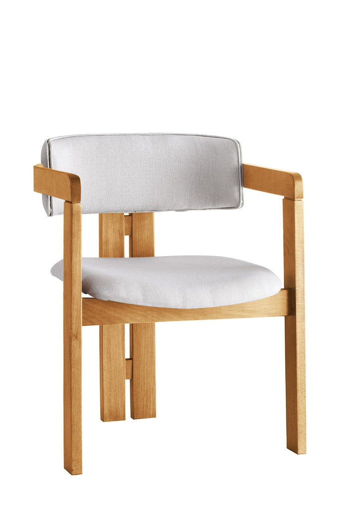 Giga Meubel - Eetkamerstoel Naturel - Wit|Linnen - Cozy