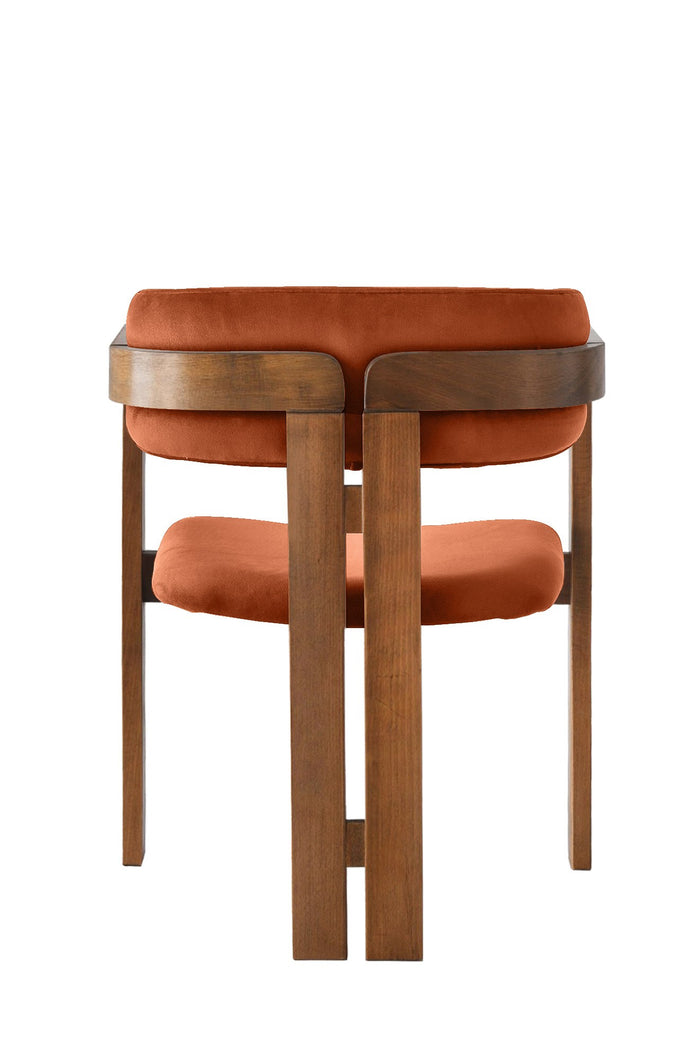 Giga Meubel - Eetkamerstoel Walnoot - Oranje|Velvet - Cozy