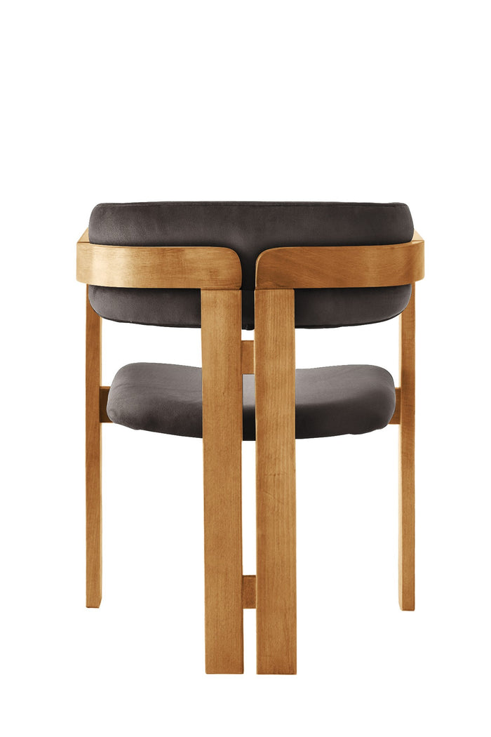 Giga Meubel - Eetkamerstoel Naturel - Antraciet|Velvet - Cozy