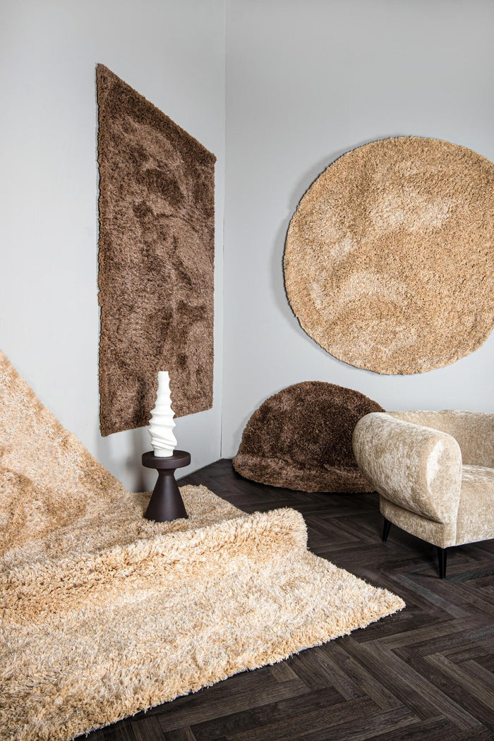 PTMD Jups Brown fabric handwoven carpet round S