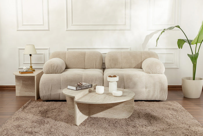 Giga Meubel - Salontafel Travertin Melamine - 90x90x35cm - Orion