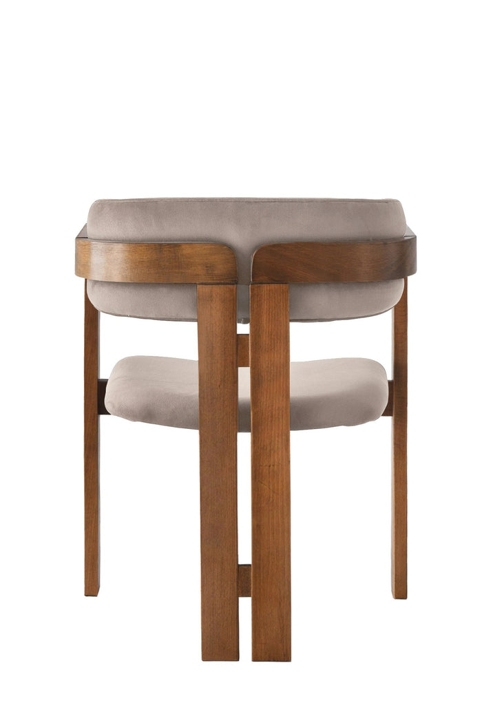 Giga Meubel - Eetkamerstoel Walnoot - Grijs|Velvet - Cozy