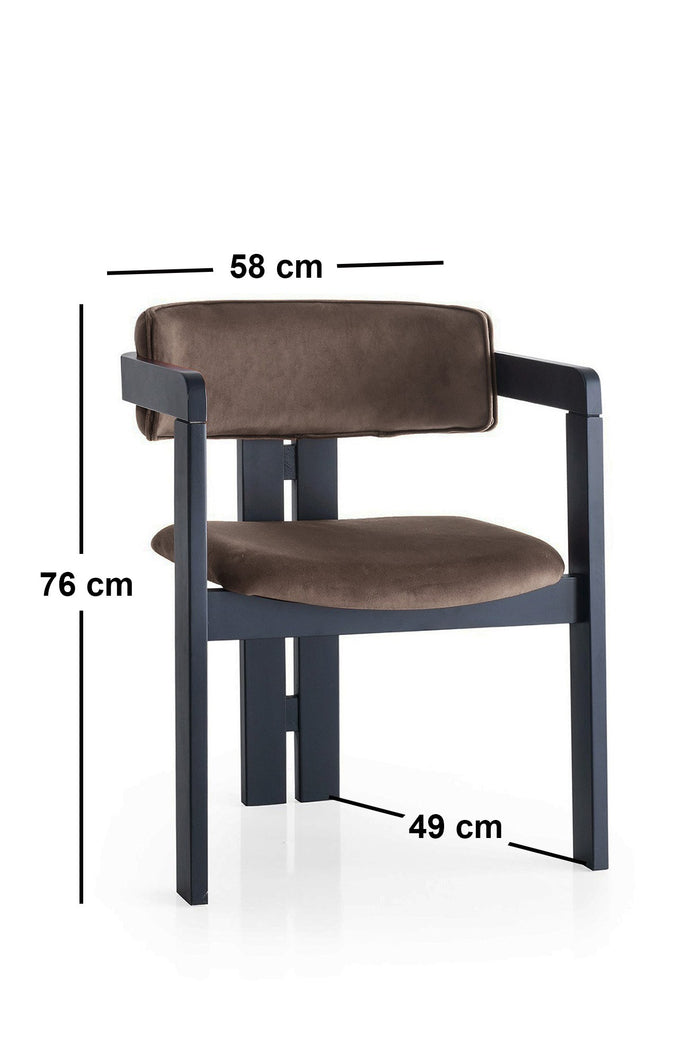 Giga Meubel - Eetkamerstoel Zwart - Donkerbruin|Velvet - Cozy