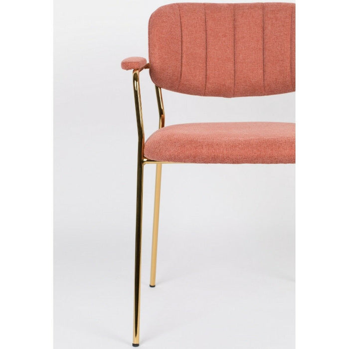 Puur - Viken armstoel stof roze - goud onderstel