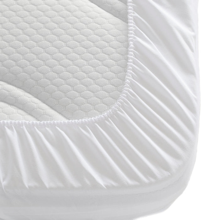 Rizo katoen Waterdichte matrasbeschermer Basic Kids, Wit, 100% Katoen (basisstof) Polyurethaan (coating) 100% Polyester (rok), de kwaliteit van