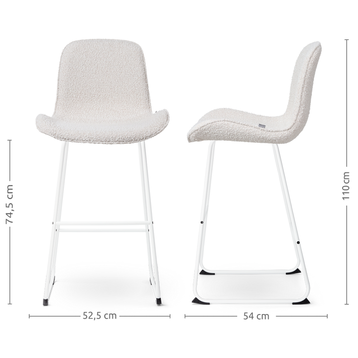 Nolon Nino-Fé Barkruk Bouclé Beige - Wit Onderstel - 75 cm