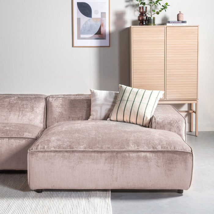by fonQ Chunky Hoekbank met Chaise Longue Rechts - Rib - Taupe
