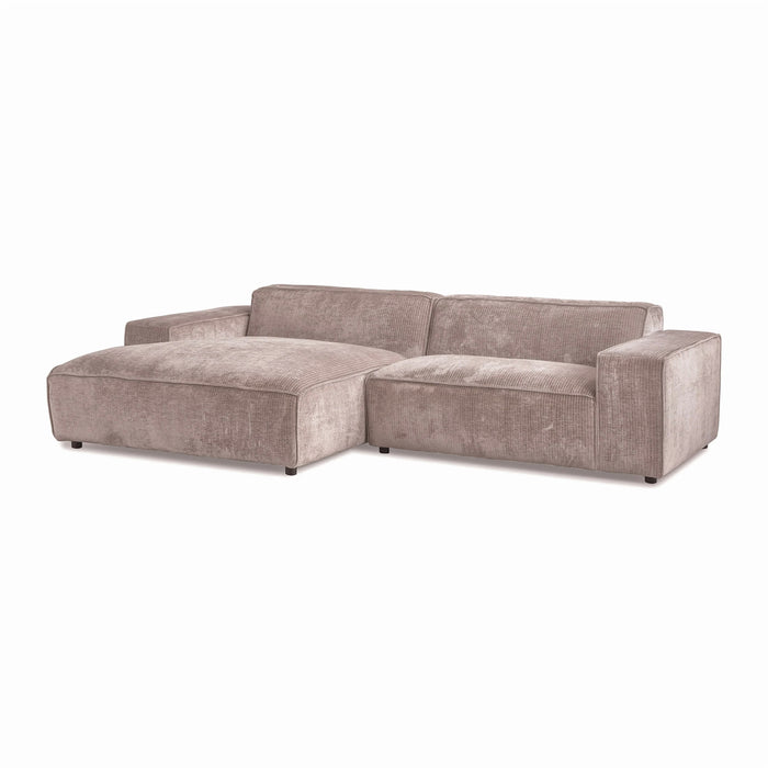 by fonQ Chunky Hoekbank met Chaise Longue Links - Rib - Taupe