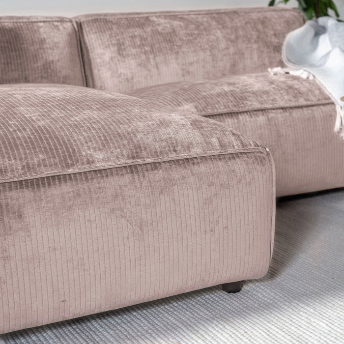 by fonQ Chunky Hoekbank met Chaise Longue Links - Rib - Taupe