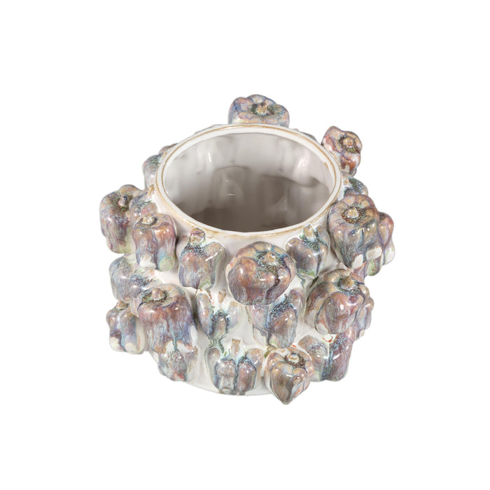 PTMD Bauer Blue Ceramic Round Bell Pepper Pot Large