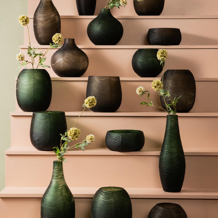 PTMD Elichi Green Round Glass Vase High