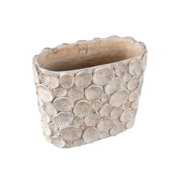 PTMD Ayisy Cream Oval Cement Pot With Coral L