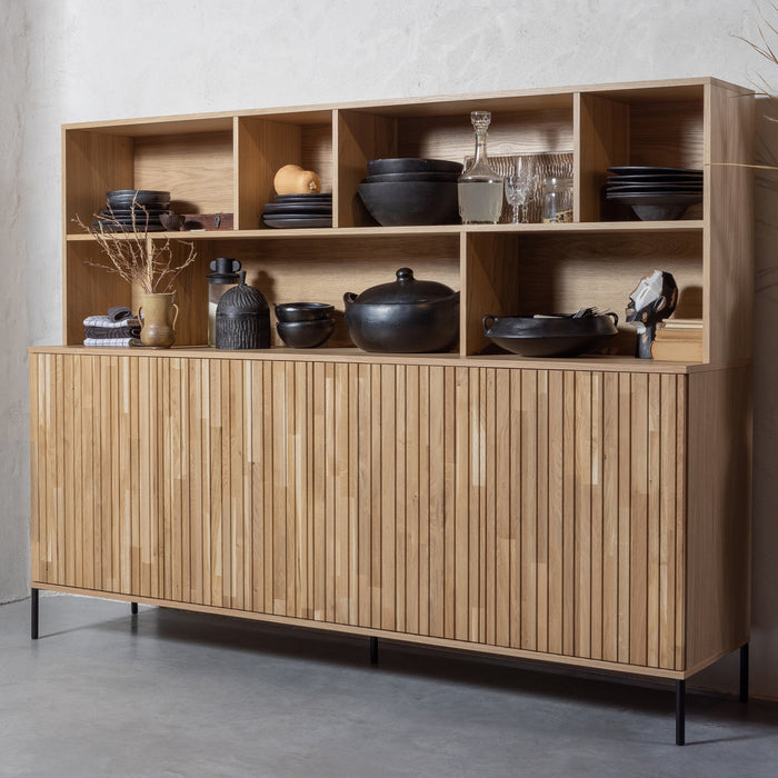 WOOOD New Gravure Wandkast B 200 cm - Eiken - Naturel