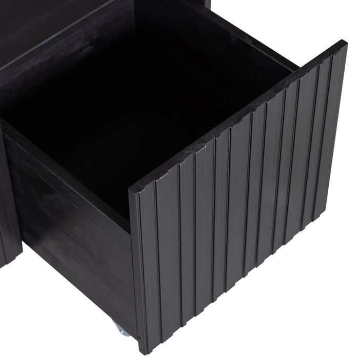 WOOOD New Gravure Kistbank B 88 cm - Grenen - Zwart