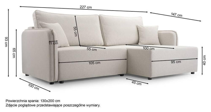 NADUVI Collection Hoekslaapbank Juni recht met opbergvak