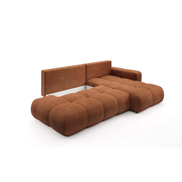 by fonQ Charme Hoekbank Rechts met Slaapfunctie - Chenille - Terra