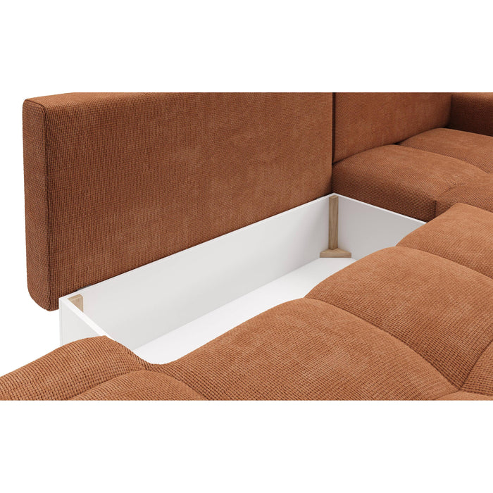 by fonQ Charme Hoekbank Rechts met Slaapfunctie - Chenille - Terra