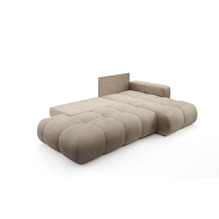 by fonQ Charme Hoekbank Rechts met Slaapfunctie - Chenille - Lichtbeige