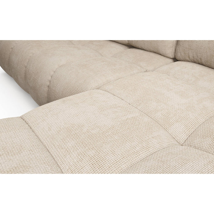 by fonQ Charme Hoekbank Rechts met Slaapfunctie - Chenille - Lichtbeige