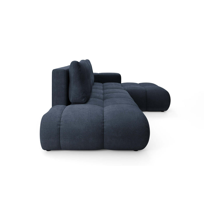 by fonQ Charme Hoekbank Rechts met Slaapfunctie - Chenille - Marineblauw