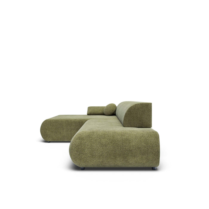 by fonQ Wisp Hoekbank met Chaise Longue Links met Slaapfunctie - Chenille - Olijfgroen