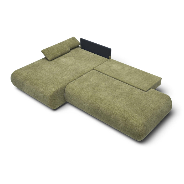 by fonQ Wisp Hoekbank met Chaise Longue Links met Slaapfunctie - Chenille - Olijfgroen