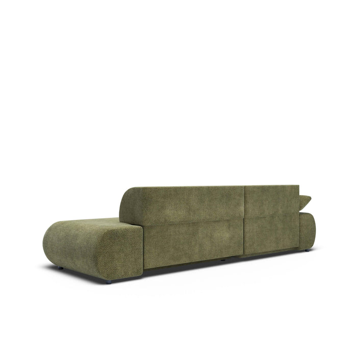 by fonQ Wisp Hoekbank met Chaise Longue Links met Slaapfunctie - Chenille - Olijfgroen