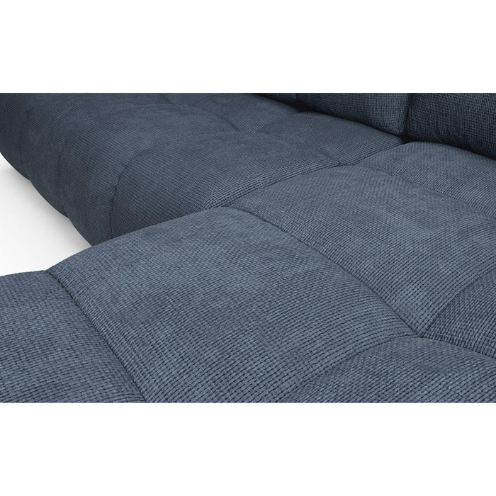 by fonQ Charme Hoekbank Rechts met Slaapfunctie - Chenille - Marineblauw