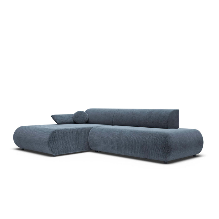 by fonQ Wisp Hoekbank met Chaise Longue Links met Slaapfunctie - Chenille - Marineblauw